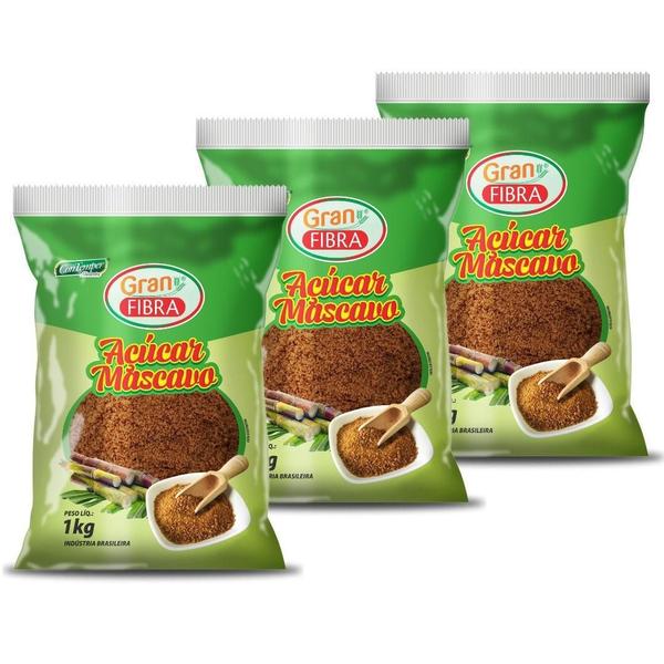 Imagem de Açúcar Mascavo 1Kg Granfibra - Kit Com 3 Unidades