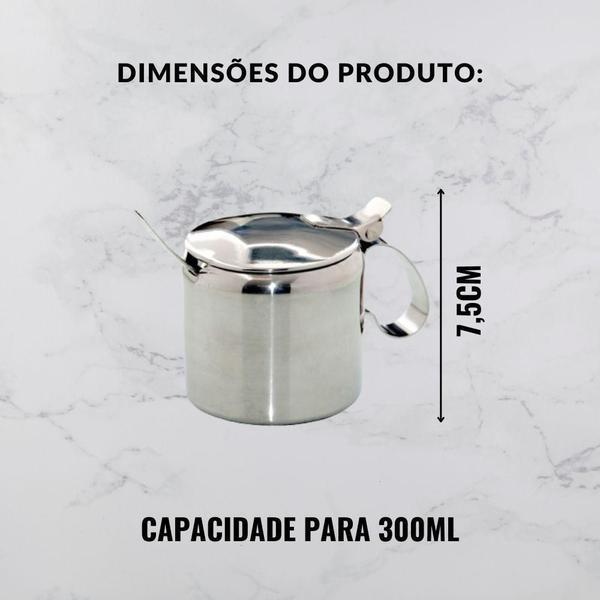 Imagem de Açucareiro Com Tampa E Colher Inox 300 Ml