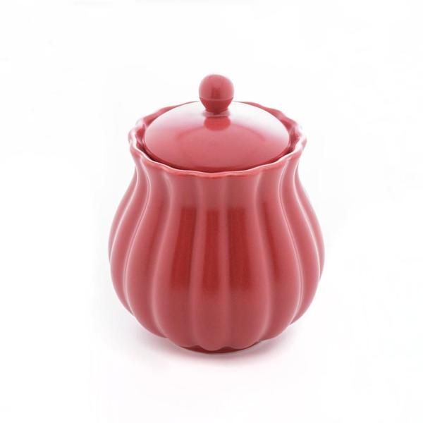 Imagem de Açucareiro De Porcelana Pétala Vermelho Matt 10,5X8,5Cm