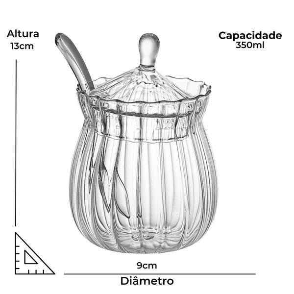 Imagem de Açucareiro de Vidro Borossilicato com Colher Lotus 350ml