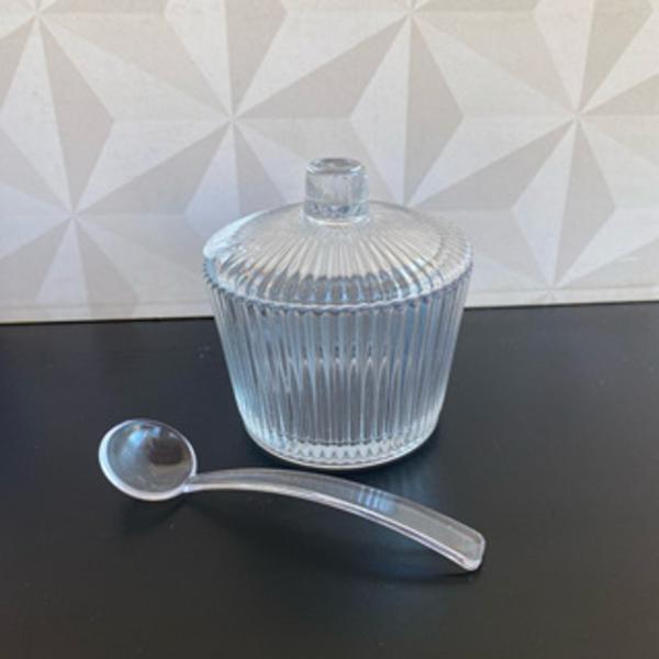 Imagem de Açucareiro de vidro graffiato com colher decorativo 200ml para cantinho do café - porta açucar