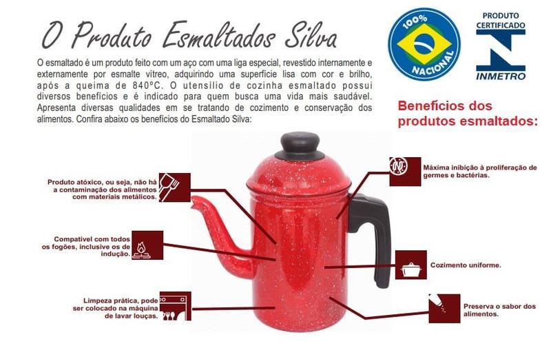 Imagem de Açucareiro esmaltado Vermelho 239g atóxico ESMALTADOS SILVA 2279