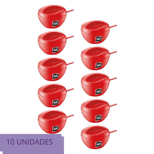 Imagem de Açucareiro Plástico D Mesa Posta  C Colher Uz Cor Vermelho-10 Un