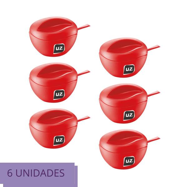 Imagem de Açucareiro Plástico D Mesa Posta  C Colher Uz Cor Vermelho-6 Un