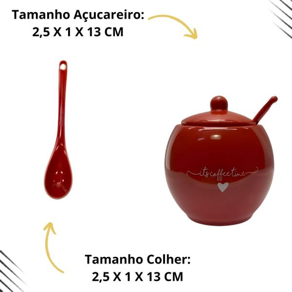 Imagem de Acucareiro vermelho 350 ml porcelana hauskraft l  amour