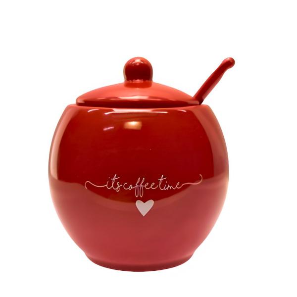 Imagem de Acucareiro vermelho 350 ml porcelana hauskraft l  amour