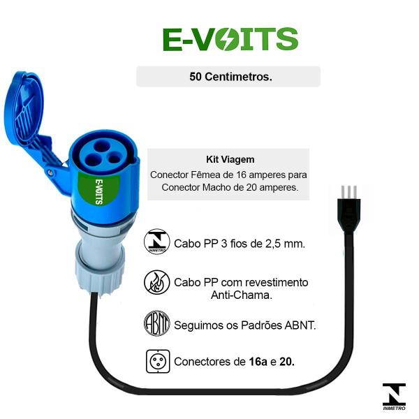 Imagem de Adaptador 16a P 20a Carregador Portátil Carro Elétrico 50cm