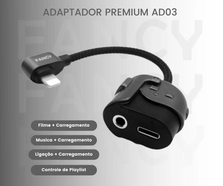 Imagem de Adaptador 2 Em 1 Fancy Lightning E P2 3.5mm Com Carregador