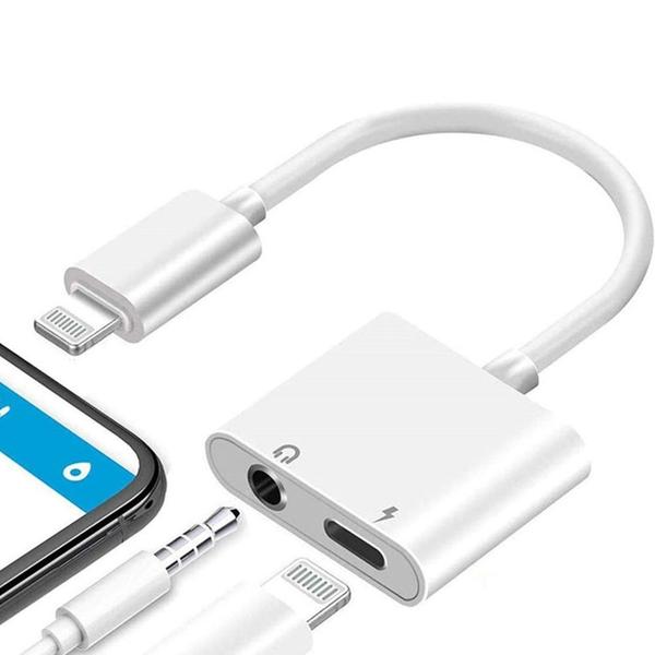 Imagem de Adaptador 2 Em 1 Iphone Ipad Lightning Para Fone De Ouvido P2 E Carregador