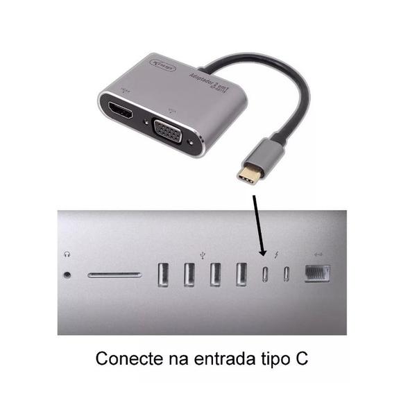 Adaptador 2 em 1 Tipo C Para Hdmi Vga Celular - knup Imagem de Adaptador 2 em 1 Tipo C Para Hdmi Vga Celular