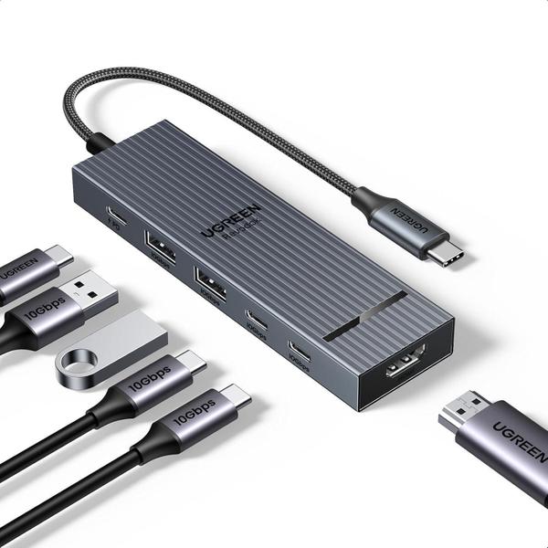 Imagem de Adaptador 6 Em 1 Thunderbolt 3/4 Hub Usb 3.2 Tipo C 10 Gbps