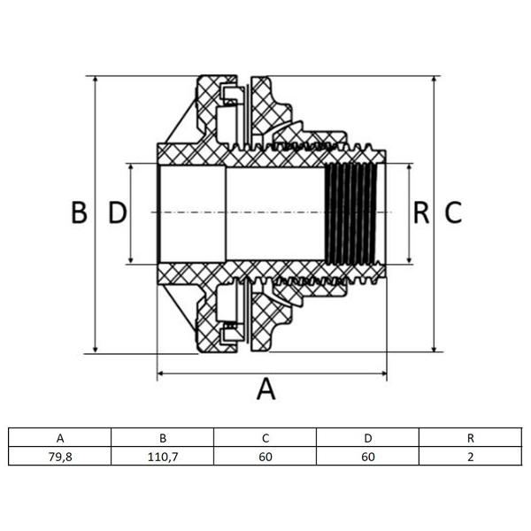 Imagem de Adaptador Autoajustavel Soldavel 60mm X 2" Amanco