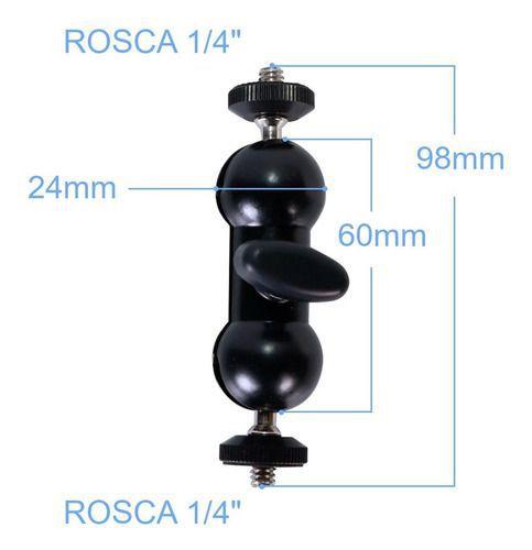 Imagem de Adaptador Ballhead Duplo Magic Arm Rosca 1/4 Polegada Duplo