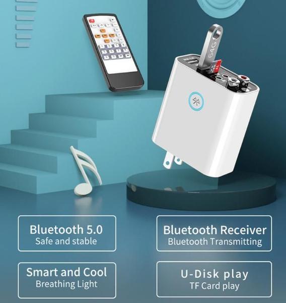 Imagem de Adaptador Bluetooth 5.0 Rx /Tx - Sd/2 Usb 5V 2.1A