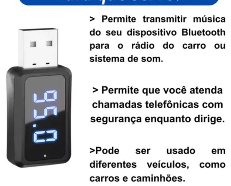 Imagem de Adaptador Bluetooth 5.1 Para Rádio Automotivo Fm Transmissor