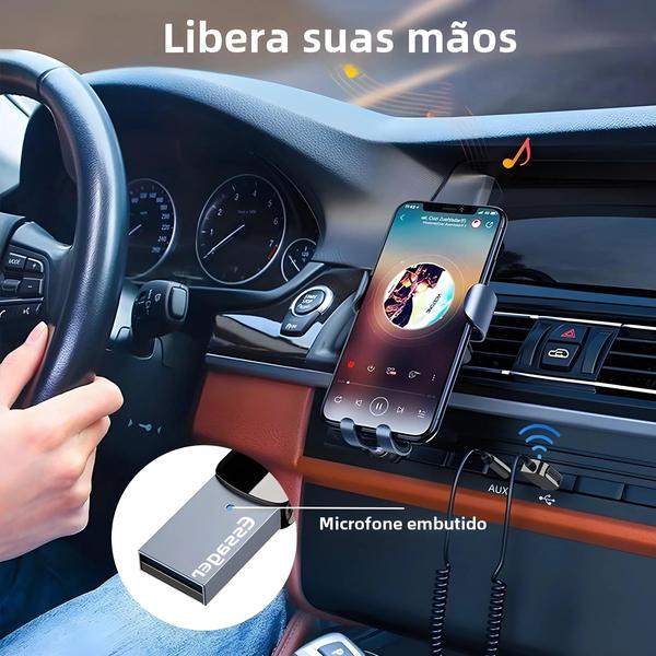 Imagem de Adaptador Bluetooth Sem Fio Essager - USB para P2 (3,5mm) com Microfone para Carro