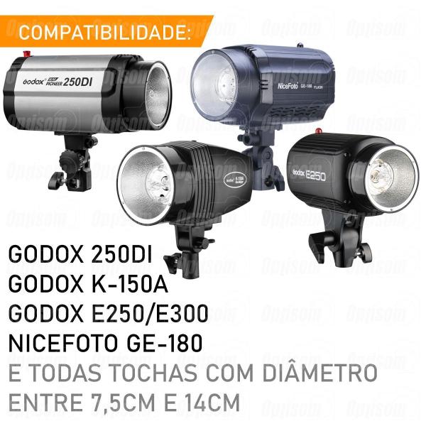 Imagem de Adaptador Bowens Para Flash Tocha Godox Greika K-150a 250di Mini Pioneer