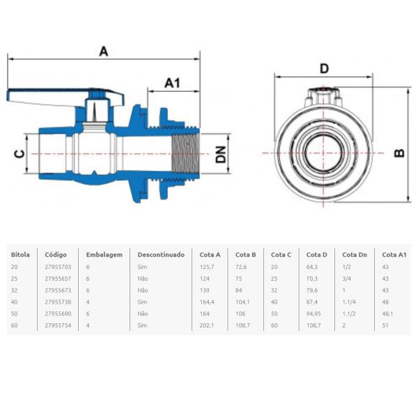 Imagem de Adaptador C/ Registro Para Caixa D'água 25mmx3/4'' - Tigre