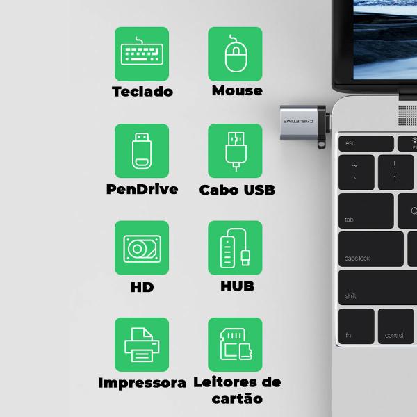 Imagem de Adaptador CableTime USB C Macho Para USB 3.0 Fêmea OTG Preto