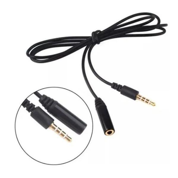 Imagem de Adaptador Cabo Extensor P3 P3 3,5mm 4 Vias Headset Celular