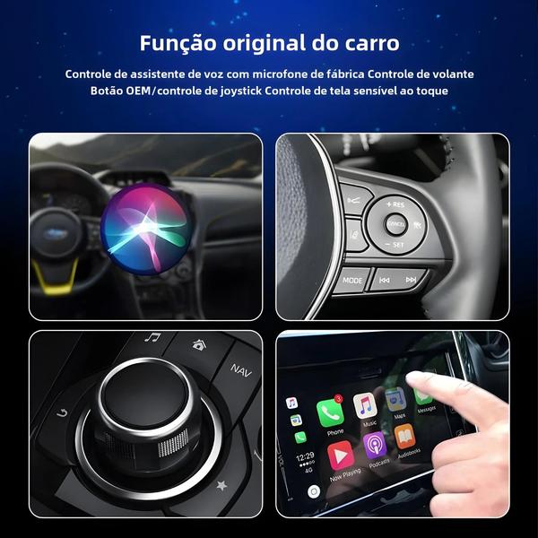 Imagem de Adaptador Carplay Sem Fio Colorido RGB EKIY Mini Smart Box Bluetooth WiFi Conexão Automática Para