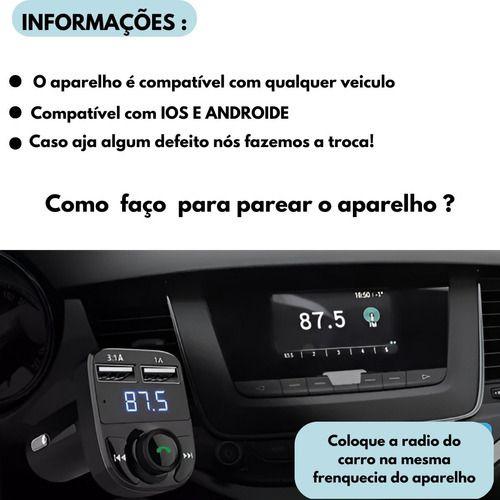 Imagem de Adaptador Carregador Transmissor Usb Bluetooth Automotivo