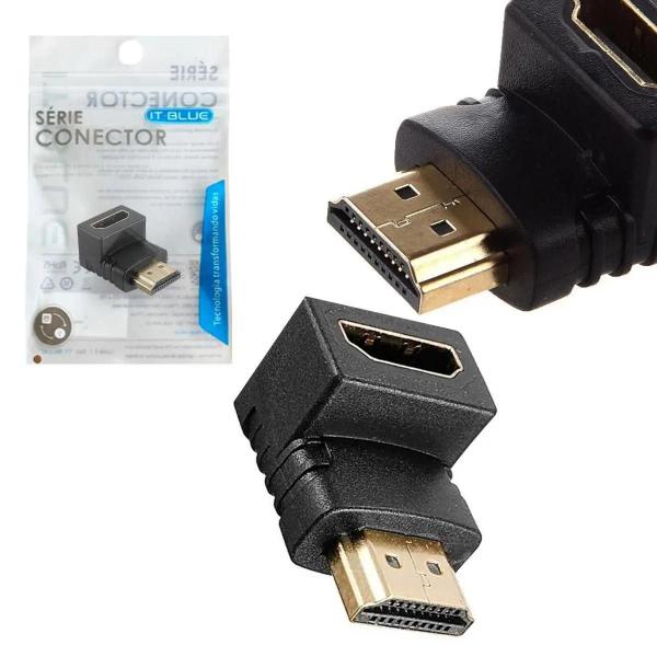 Imagem de Adaptador Conector Hdmi Macho X Fêmea 90 Graus It-blue Le-05