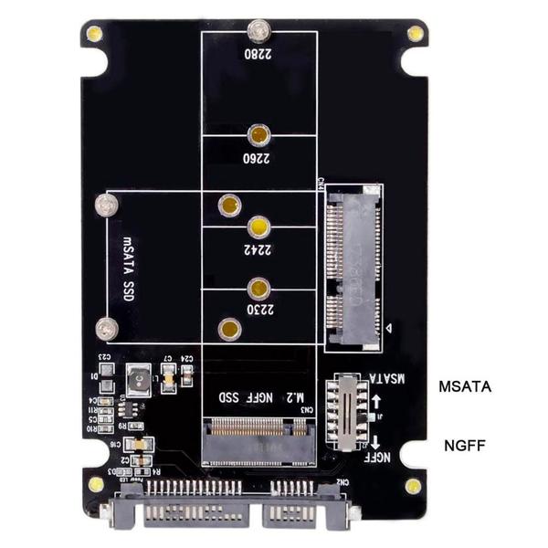 Imagem de Adaptador Conversor Case de SSD M2 M.2 2280 NGFF e MSata para SSD Comum SATA 3 2,5" CS-M2-01 F3