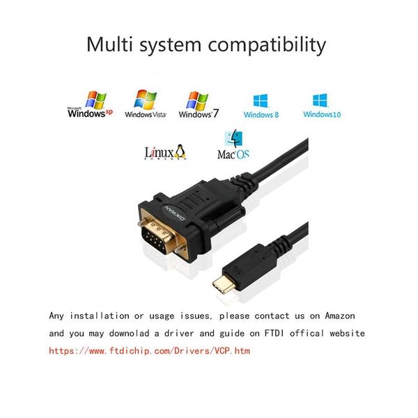 Adaptador conversor de cabo serial USB-C para RS232 DB9 OIKWAN Imagem de Adaptador conversor de cabo serial USB-C para RS232 DB9 OIKWAN