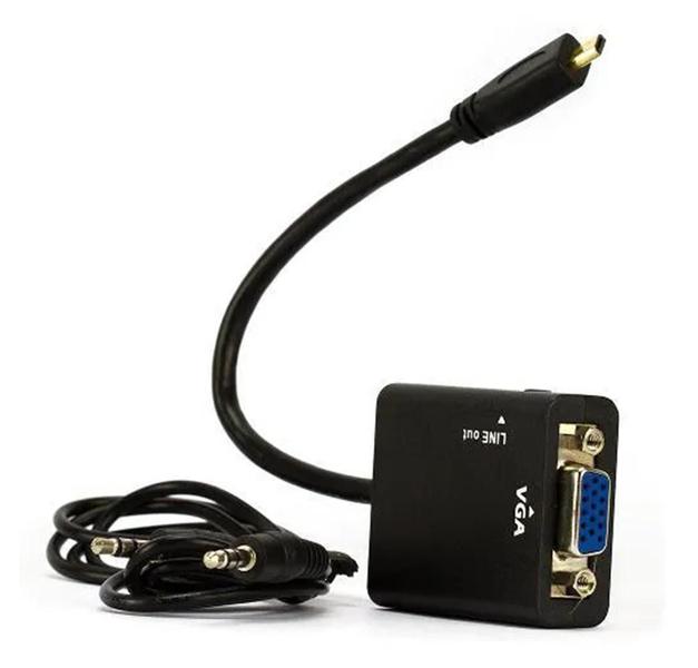 Imagem de Adaptador Conversor de Vídeo Hdmi para Vga com saída de Áudio P2 para Computador Notebook Placa de Vídeo Monitor