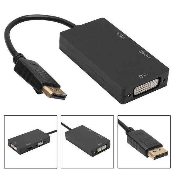 Imagem de Adaptador Conversor DisplayPort para DVI/VGA - 3 em 1 para Projetor, TV e Computador