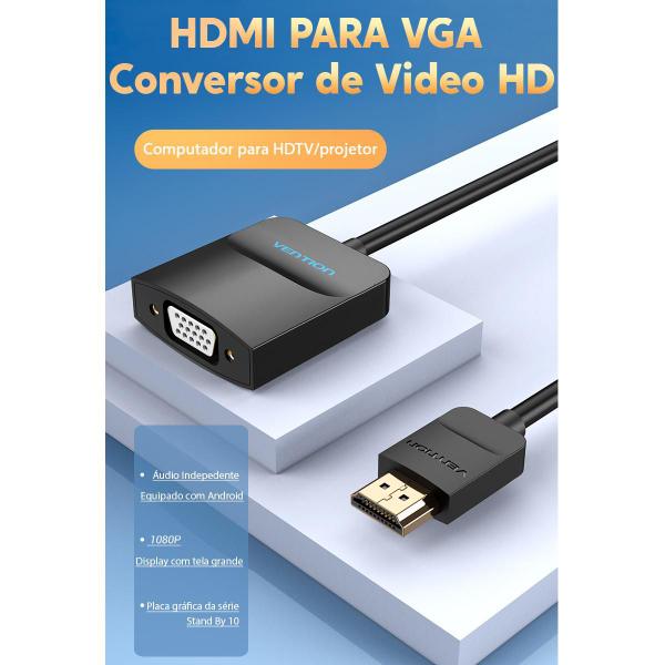 Imagem de Adaptador Conversor Hdmi Cabo Para Vga Alta Qualidade 1080p