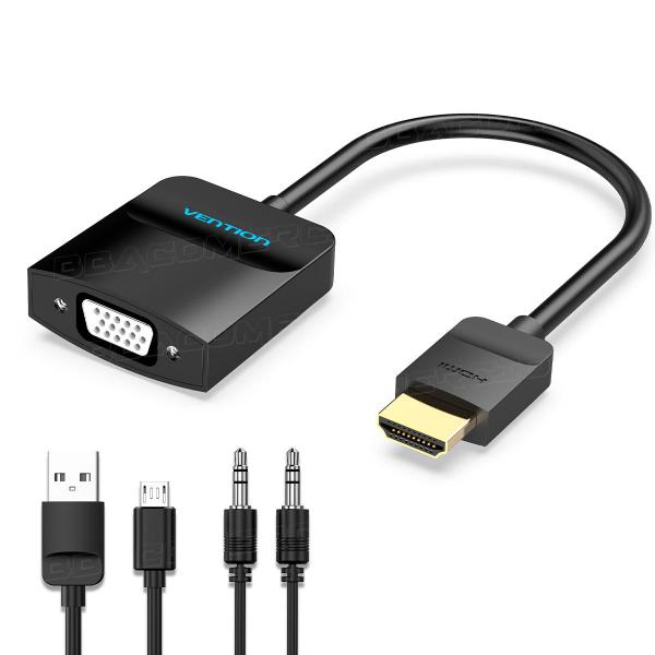 Adaptador Conversor HDMI Macho para VGA Fêmea 1080p HD 3.5mm - BBACOMERCIO Imagem de Adaptador Conversor HDMI Macho para VGA Fêmea 1080p HD 3.5mm