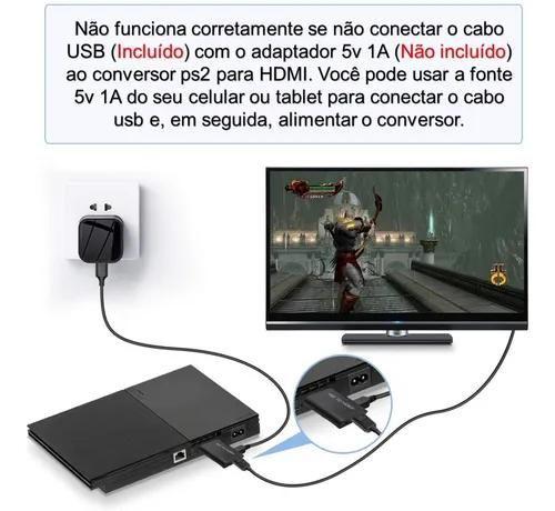 Imagem de Adaptador Conversor Ps2 Audio Vídeo Av Para Hdmi Cabo