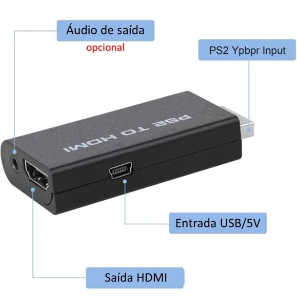 Imagem de Adaptador Conversor Ps2 Vídeo Áudio Av Para Hdmi + Cabo Hdmi