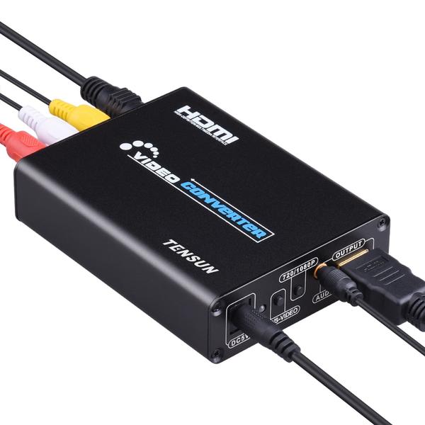 Imagem de Adaptador conversor Tensun 3RCA AV CVBS Composite e S-Video para HDMI