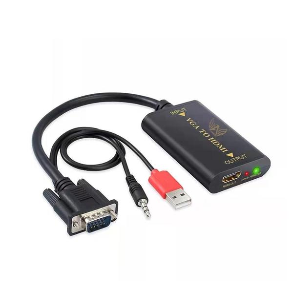 Imagem de Adaptador Conversor Vga Macho Para Hdmi Áudio Fêmea Pc Au 11