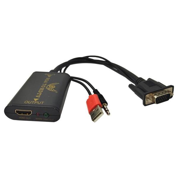 Imagem de Adaptador Conversor Vga Macho Para Hdmi Áudio Fêmea Pc Au 11