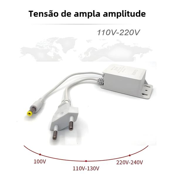 Imagem de Adaptador de Alimentação DC 12V 2A à Prova D'Água para Câmeras CCTV AHD, NVR e DVR (UE)