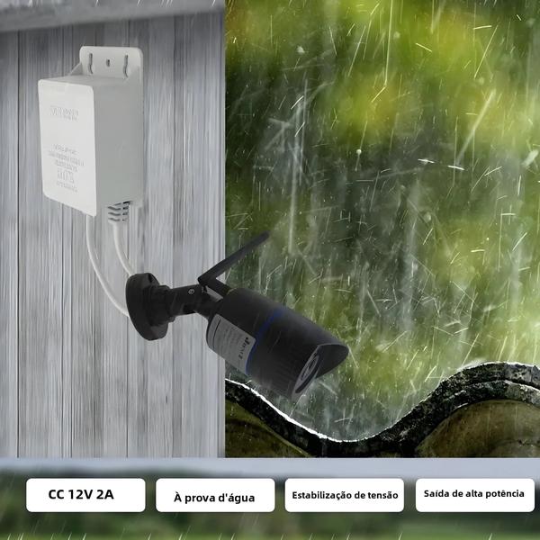 Adaptador de Alimentação DC 12V 2A à Prova d'Água para Câmeras CCTV, DVR e NVR Imagem de Adaptador de Alimentação DC 12V 2A à Prova d'Água para Câmeras CCTV, DVR e NVR