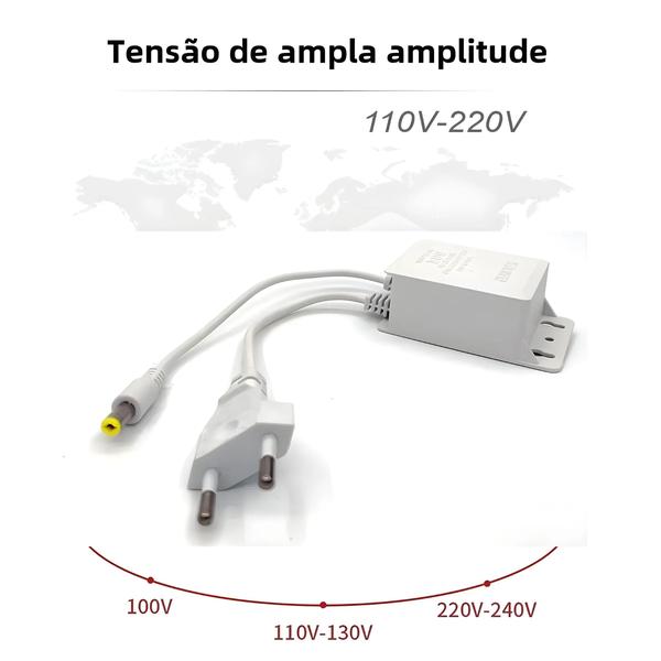 Adaptador de Alimentação DC 12V 2A à Prova d'Água para Câmeras CCTV, DVR e NVR Imagem de Adaptador de Alimentação DC 12V 2A à Prova d'Água para Câmeras CCTV, DVR e NVR