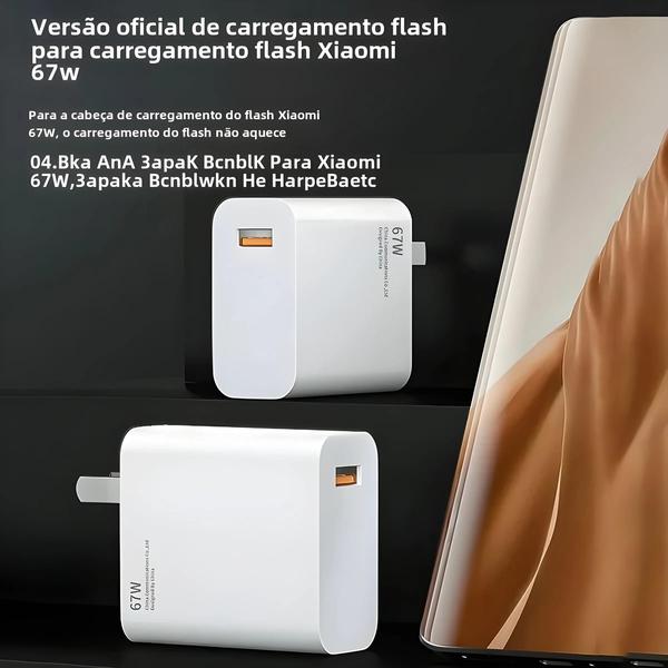 Imagem de Adaptador de Alimentação USB-C 67W - Carregamento Super Rápido para Xiaomi Mi 12/11