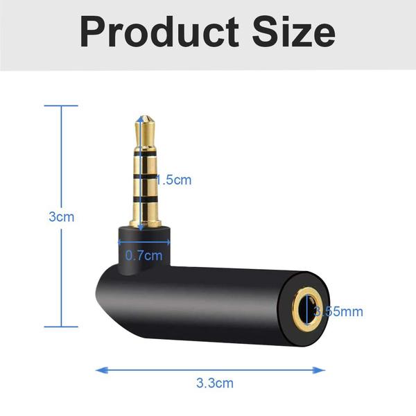 Imagem de Adaptador de áudio HSP-HSWITI com ângulo de 3,5 mm macho para fêmea (pacote com 2)