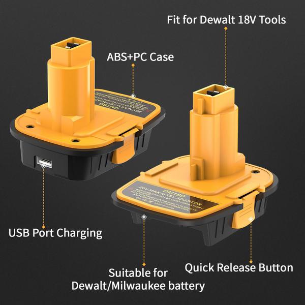 Imagem de Adaptador de bateria Kareect DM18D para DeWalt 18V a 20V com USB