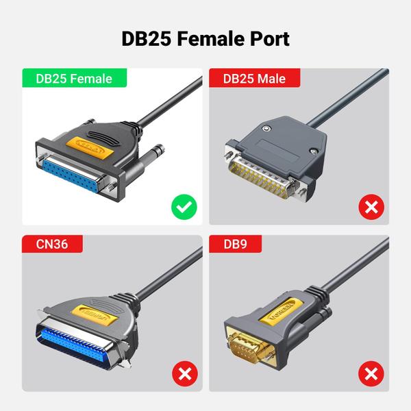 Imagem de Adaptador de cabo de impressora paralela USB para DB25 6 pés UGREEN