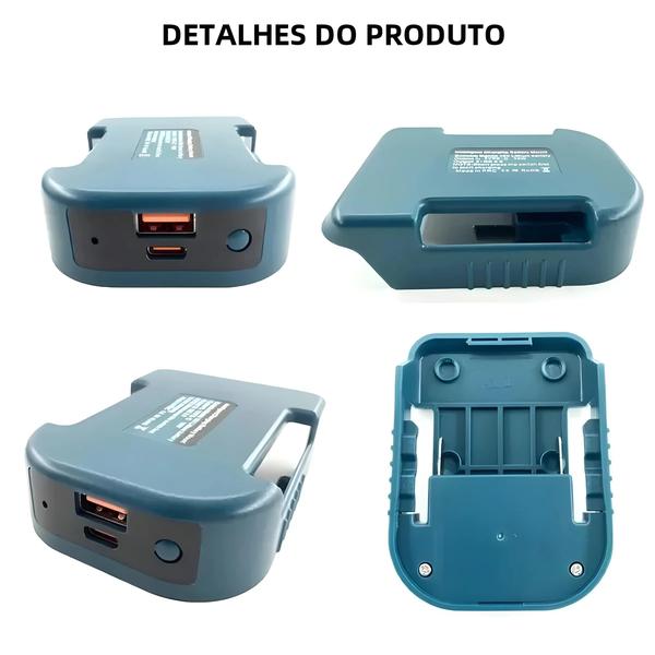 Imagem de Adaptador de Carregador Makita 18V USB Tipo-C - Carregamento Rápido para BL1840