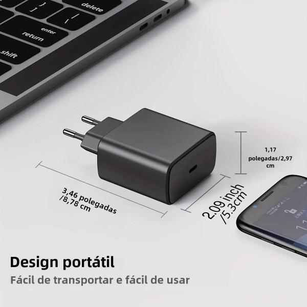 Imagem de Adaptador de Carregamento Rápido USB-C 45W para Celulares e Tablets