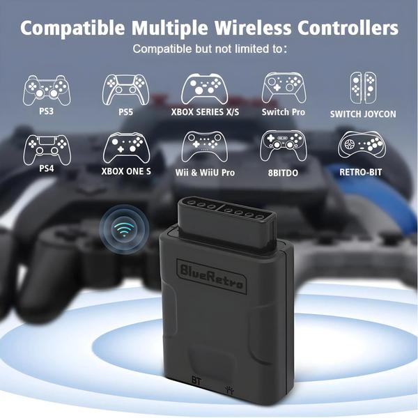 Imagem de Adaptador de Controlador Sem Fio SNES/SFC para PS4, PS5, Switch, Xbox One e Series S