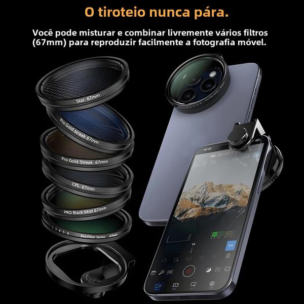 Imagem de Adaptador de Filtro ND CPL de Metal 67mm para iPhone 15/14/13 Pro Max - Lente Fotográfica para Smartphone