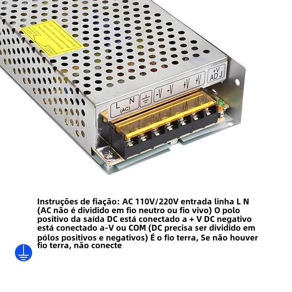 Imagem de Adaptador de Fonte AC 110V/220V para DC 5V/12V/15V/24V/36V/48V - Alta Tensão para Baixa Tensão